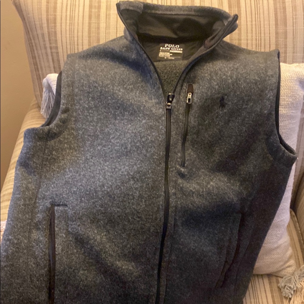 EUC Only Wore Twice Polo by Ralph Lauren Men's Gray Wool-Blend Zip Vest